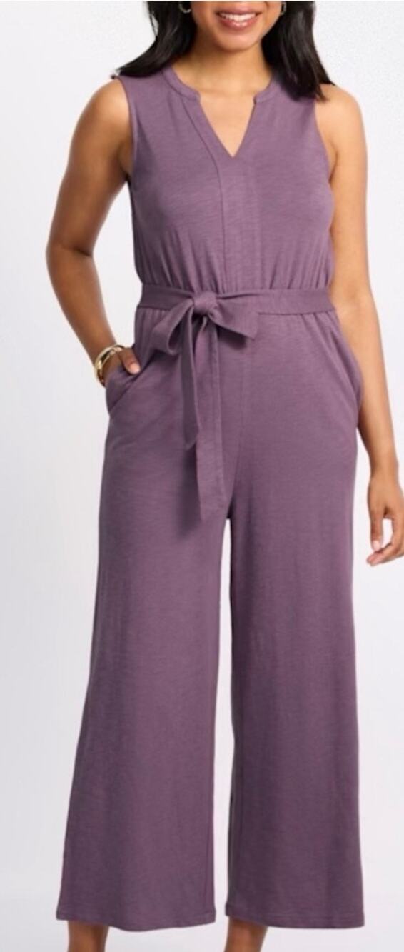 Market & Spruce Jumpsuit SZ Small Purple Wide Leg Tie Waist NWT Stitch Fix Boho